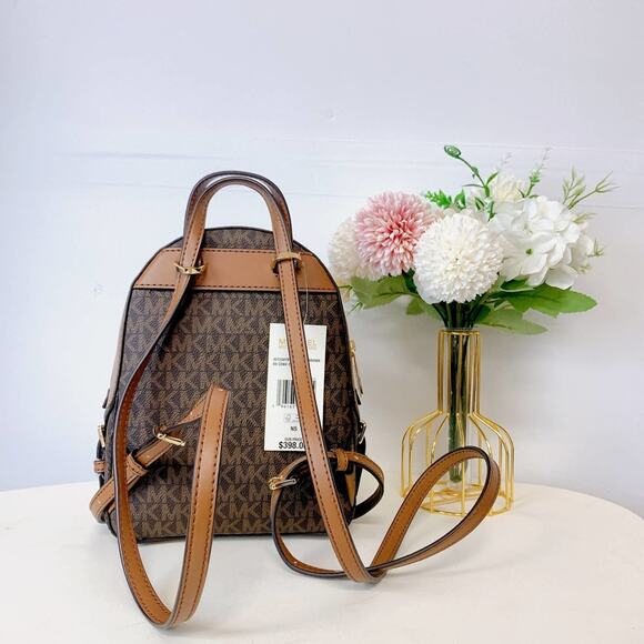 Michael Kors 35T2G8TB1B Jaycee Mini Plain Leather Logo Backpacks IN Brown - Picture 2 of 6